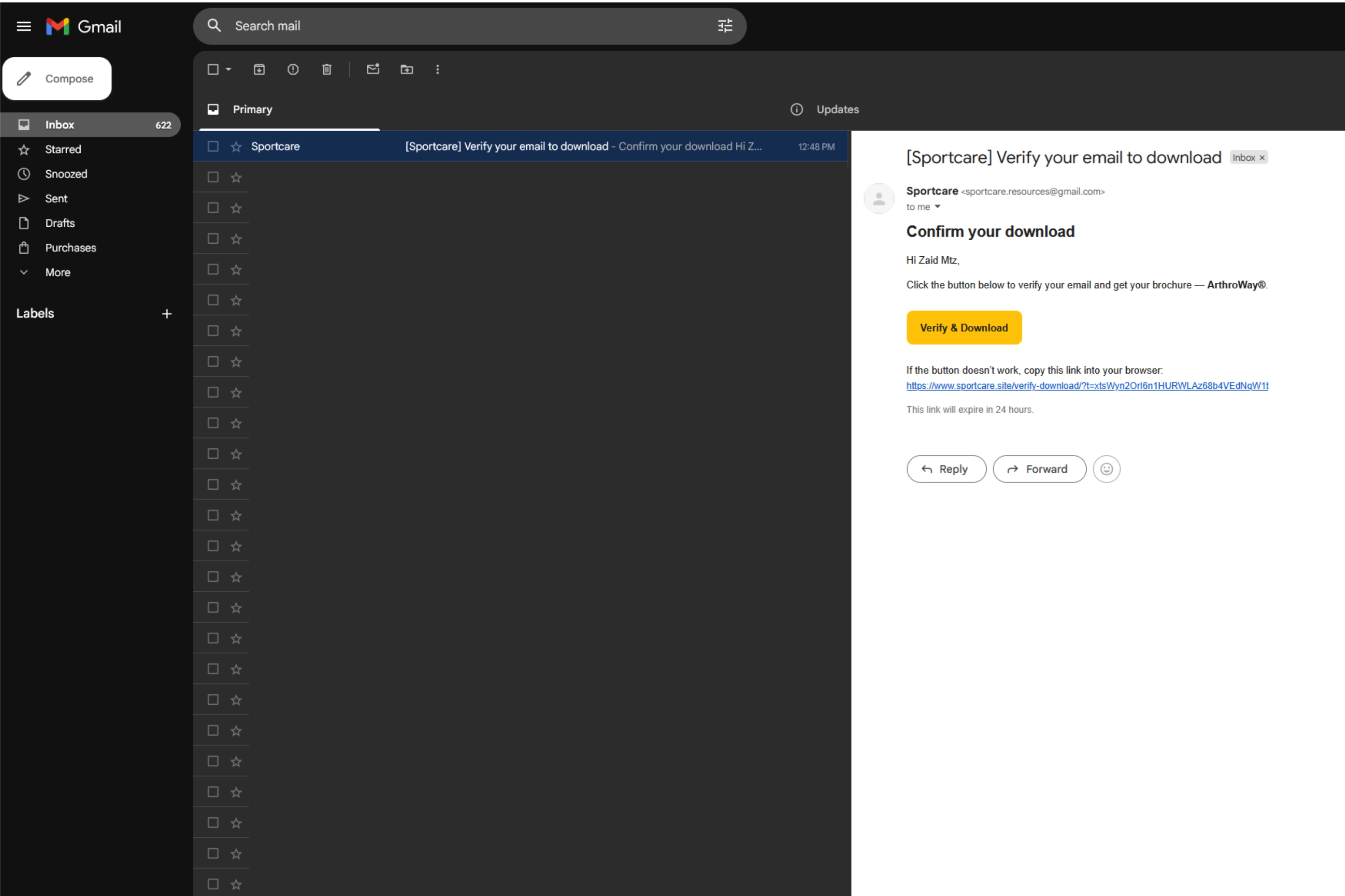 Email verification step required before unlocking protected content.
